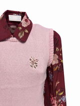 Gilet rosa ricamato