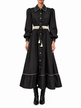Abito nero con pizzo macramè