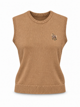 Gilet nocciola ricamato