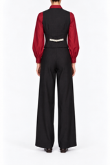 Gilet lana con inserti in pizzo macramè