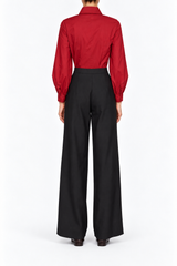 Pantalone lana con inserti in macramè