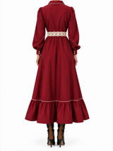 Abito bordeaux con pizzo macramè