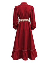 Abito bordeaux con pizzo macramè