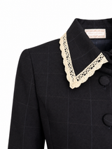 Giacca lana con pizzo macramè