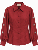 Camicia bordeaux con ricami