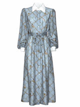 ABITO SETA COLLETTO A CONTRASTO