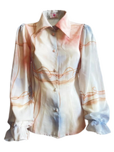 CAMICIA IN SETA CON MANICA LUNGA FANSTASIA FIORI E CORDE DI MARE