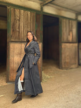 TRENCH ABITO IN DENIM CIOCCOLATO CON FODERA