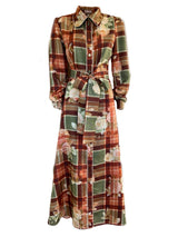 ABITO IN SETA TARTAN CON ROSE