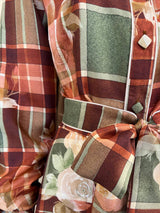 ABITO IN SETA TARTAN CON ROSE