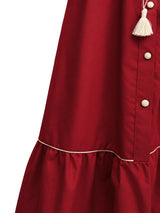 Abito bordeaux con pizzo macramè