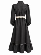 Abito nero con pizzo macramè