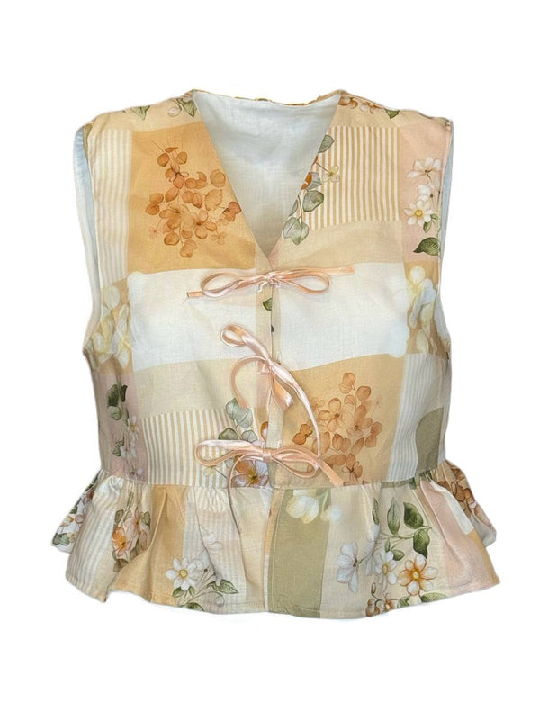TOP CON LACCETTI E BALZA IN FANTASIA PATCHWORK