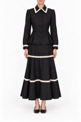 Giacca lana con pizzo macramè