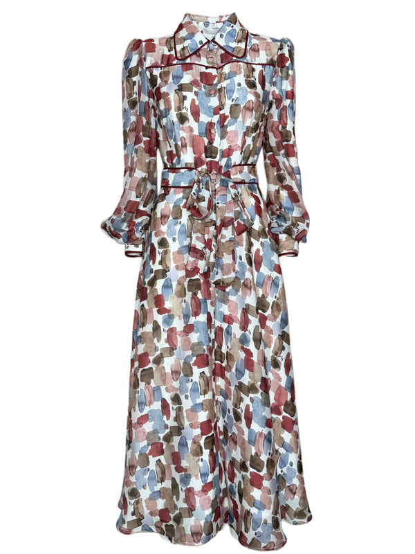 ABITO SETA CHEMISIER CON INSERTI