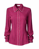 CAMICIA CON COLLETTO A PUNTA TINTA UNITA BOUGANVILLE SCURO