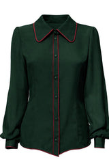 CAMICIA GEORGETTE DI SETA VERDE CON PROFILO