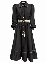 Abito nero con pizzo macramè