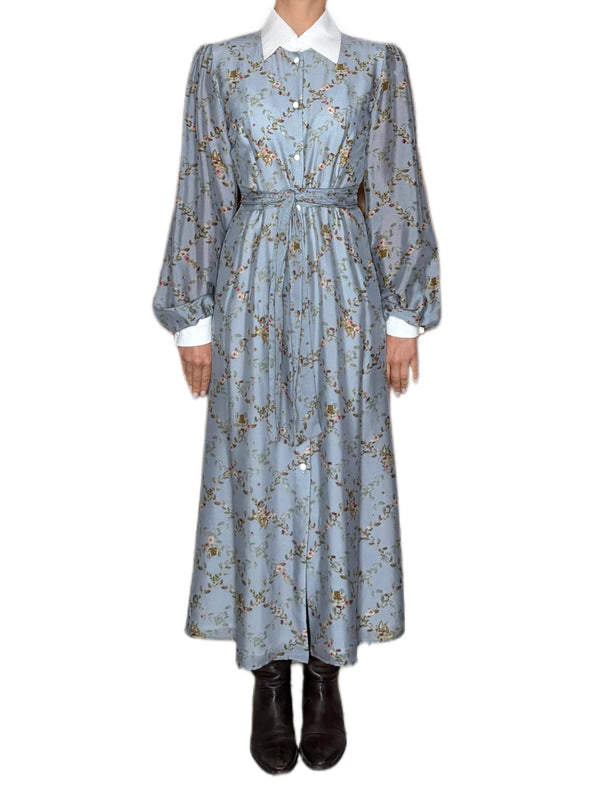 ABITO SETA COLLETTO A CONTRASTO