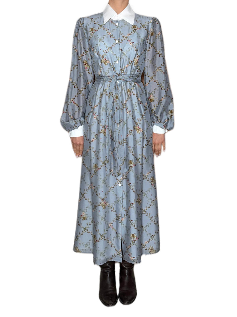 ABITO SETA COLLETTO A CONTRASTO