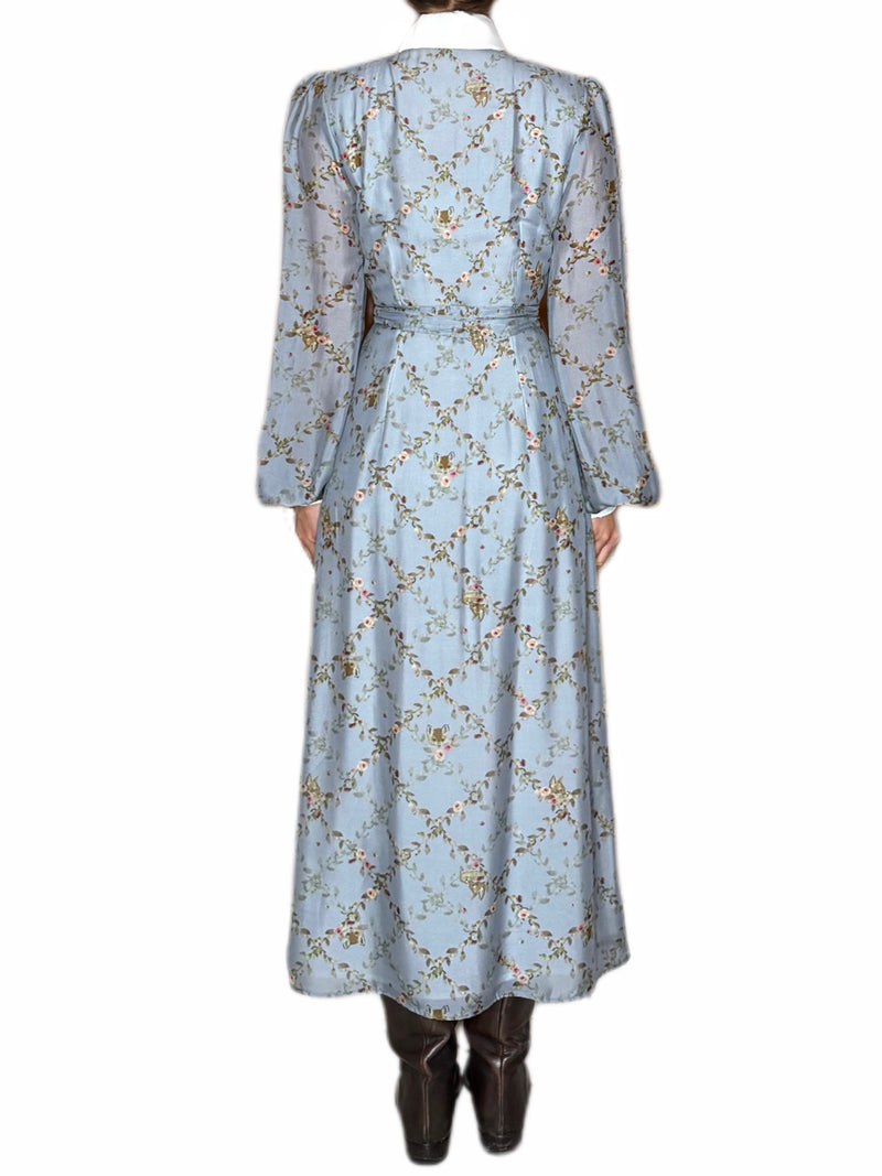 ABITO SETA COLLETTO A CONTRASTO