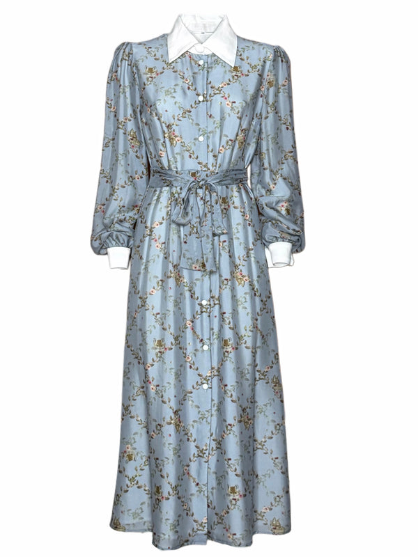 ABITO SETA COLLETTO A CONTRASTO