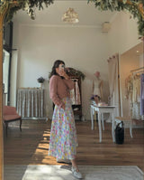 GONNA A PIEGHE IN PIQUET FANTASIA PENNELLATE