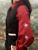 Camicia bordeaux con ricami