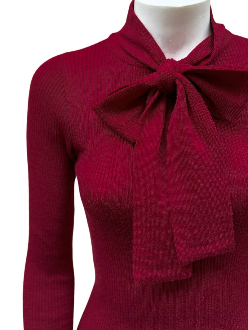 MAGLIONE CON FIOCCO IN LANA MERINO