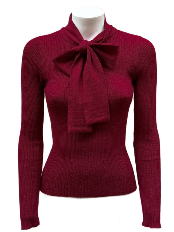 MAGLIONE CON FIOCCO IN LANA MERINO